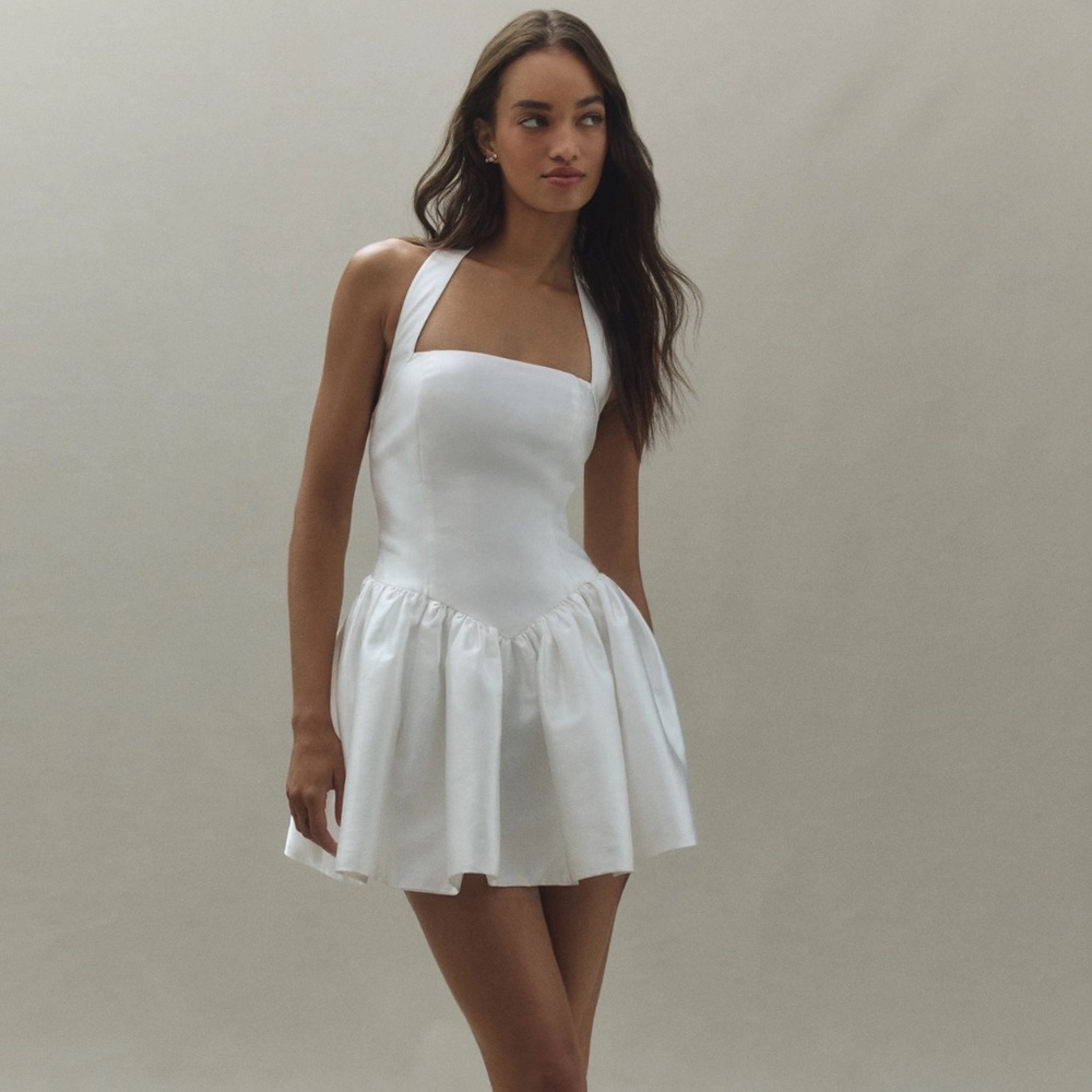 White Halter Mini Dress - Elegant Women's Summer Dress